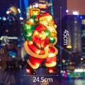 Festive LED Santa Claus window hanging light 45cm x 24.5cm for Christmas decor - Santa Claus with Backpack / L