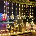 Warmwitte LED-kerstverlichting met sneeuwvlok- en stervormige ornamenten met beeldjes - Sneeuwvlok Pentagram Stijl