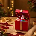 Glowing Christmas Santa gift box resin music box festive decoration with warm lights - Red Gift Box Style