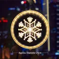 Circular warm white LED snowflake hanging light for Christmas window shop decoration - Large Snowflake