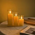 Dreier-Set LED-Elektronikkerzen in transparenten Acrylhüllen für warme Atmosphäre - Bullet-Kopf 3er Set / Dreiteiliges Set