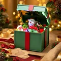 Glowing Christmas snowman resin gift box music box night light with warm LED - Green Gift Box Style