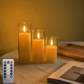 Warm leuchtende LED-Kerzen in transparenten Acrylrohren mit Multifunktions-Fernbedienung - Bullet-Kopf 3er Set mit Fernbedienung / 3er Pack mit Fernbedienung