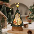 Vintage leuchtende Weihnachtsbaum-Schneekugel-Spieluhr für festliche Tischdekoration - Baumform Rentier Schlitten Stil
