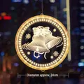 Circular LED Christmas window hanging ornament with 3D bell design and warm yellow light - Large Size Bell
