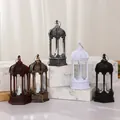 Vintage zeshoekige LED-kaarslantaarns voor tafeldecoratie voor Kerstmis Halloween - Antiek Zilver