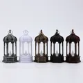 Vintage hexagonal LED candle lanterns in five colors for festive desktop decoration - White