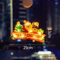 Creative luminous Christmas window pendant featuring Santa and Snowman, 25x13cm - Merry Christmas / S