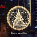 Warm white LED Christmas tree hanging light, 24cm diameter circular festive window decor - Large Christmas Tree