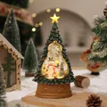 Retro musikalische Weihnachtsbaum Schneekugel mit leuchtendem Stern und Schneemann. - Baumform Schneemann Besen Stil