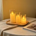 Elegantes 3er-Set elektronische LED-Kerzen mit klaren Hüllen für warme Beleuchtung - Schwingkopf 3er Set / Dreiteiliges Set