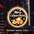 Festive Santa Claus LED window light with Merry Christmas text, 24cm diameter decoration - Painted Santa Claus