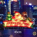Luminous Christmas Santa and Snowman window hanging decoration, 45x25cm festive light - Merry Christmas / L