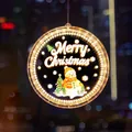 Circular 24cm LED Christmas hanging window light with snowman and Merry Christmas - Painted Christmas Snowman