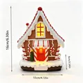 Festive Christmas gingerbread house resin ornament with internal LED lights, 16cm height - Gingerbread House Style A