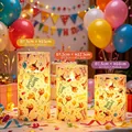 Set of 3 LED birthday candles with Happy Birthday pattern in various heights. - Smooth Flat Mouth (Swing Head) / 7.5x10cm