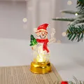 Bonhomme de neige de Noël lumineux, décoration de table avec lumière LED et écharpe rouge - Base dorée (Style) / Bonhomme de Neige au Chapeau Rouge