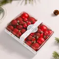 A 42-piece boxed set of red Christmas ball ornaments with matte and glitter finishes - 42 Pieces/Pack / Red