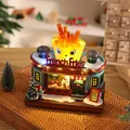 Luminous Christmas resin house ornament with French Fries shop design and LED night light - French Fries Style