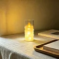 Warme elektronische LED-Kerze im transparenten Acrylzylinder für gemütliche Dekoration - 5.5*10 Schwingkopf Kupferdraht-Lampe