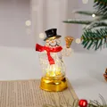 Élégant bonhomme de neige lumineux décoration de Noël avec socle doré de table - Base dorée (Style) / Bonhomme de Neige avec Chapeau Noir