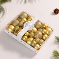 Set of 42 golden Christmas ball ornaments in matte and glitter finishes in clear box - 42 Pieces/Pack / Gold