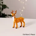 15x10cm realistic sika deer figurine for Christmas decoration - Mini (15x10cm) / 1 Piece / Brown-Orange