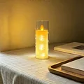 Warmweiße LED-Elektronikkerze mit transparenter Hülle und Lichterketten-Dekoration - 5.5*15 Schwingkopf Kupferdraht-Lampe