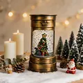 Lanterne de Noël dorée vintage avec boule à neige intérieure et petit sapin décoré - Sapin de Noël Doré