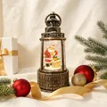 Klassische beleuchtete Weihnachtslaterne mit Weihnachtsmann-Schneekugel als Deko - Leuchtturm Weihnachtsmann Geschenk Stil