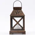 Lanterna LED in bronzo stile vintage con candela per decorazione casa e giardino - 7*7*11cm / Bronzo