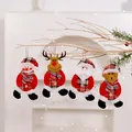 Set de 4 adornos navideños de tela: muñeco de nieve, reno, Papá Noel y osito de peluche - Juego de Adornos Caminantes / Paquete de 4 piezas