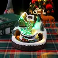 Luminous Christmas snow house resin ornament with music and rotating train - Round Christmas Tree Style