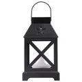Lanterna a candela LED nera vintage con intaglio floreale per decorazione giardino - 7*7*11cm / Nero