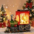Festive LED Christmas train lantern night light featuring a Santa Claus decorative design - Painted Red & Green Style / Painted Santa with Gift Bag