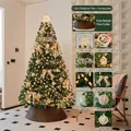 1.2m gold-brown Christmas tree set with lights, bows, and ornaments for holiday decor. - Dreamy Pom Pom Gold Brown (With Base) / 1.2m