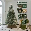 1.5m artificial green Christmas tree set with lights and various ornaments - With Tree Collar / 1.5m