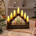 Vintage Weihnachts-Schneekugel-Spieluhr mit sieben warmen LED-Kerzen und Antik-Bronze - Kerzenbrücke Stil Junge Weihnachtsbaum