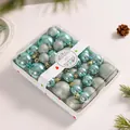 Set of 42 teal Christmas ball ornaments with shiny and glitter finishes in clear box - 42 Pieces/Pack / Light Green