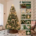 Luxurious 1.5m gold and brown Christmas tree set with various ornaments and lights - Dreamy Pom Pom Gold Brown (With Base) / 1.5m