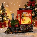Decorative festive Christmas LED train night light with snowman scene for holiday party - Painted Red & Green Style / Painted Snowman