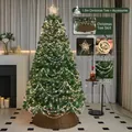 Premium 1.8m decorated Christmas tree set with LED lights, topper, and wicker base. - With Lights and Tree Skirt / 1.8m (180cm)