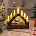 Klassische Weihnachts-Kerzenbrücke mit LED-Lichtern und Schneekugel-Nikolaus-Deko - Kerzenbrücke Stil Weihnachtsmann Geschenk