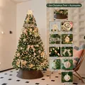 1.8m dreamy gold and brown decorated Christmas tree with star topper and warm lights. - Dreamy Pom Pom Gold Brown (With Base) / 1.8m