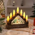 Klassischer Weihnachts-Kerzensteg mit Schneekugel, LED-Licht und Spieluhr-Funktion. - Kerzenbrücke Stil Haus Fliegende Rentiere