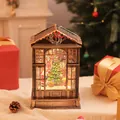 Vintage bronze Christmas lantern music box with LED lights and snow scene - Christmas Tree / Bronze