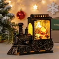 Decorative vintage LED Christmas train candle light with warm festive glow and Santa - Brushed Gold Santa with Gift Bag
