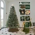 3m High-end artificial Christmas tree set with LED lights and silver ornaments - With Tree Collar / 3 Meters