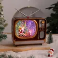Vintager Fernseher-Stil Weihnachts-Schneekugel mit Weihnachtsmann und LED-Lichtern - Bunter Fernseher Weihnachtsmann Geschenk Stil