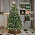 Luxurious 3-meter tall artificial Christmas tree set with lights and crystal decorations - With Lights and Tree Skirt / 3m (300cm)